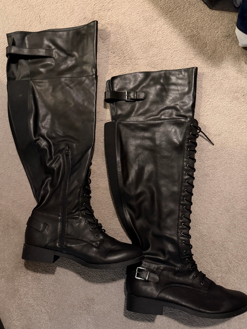 Torrid Women’s Black Over-the-Knee Lace-Up Riding Boots side zipper size 12